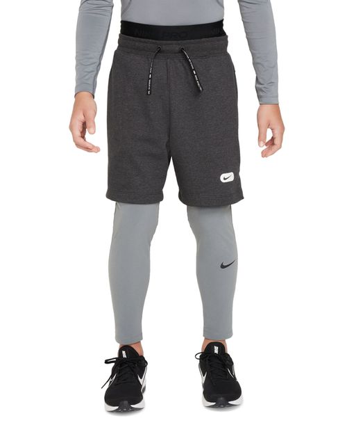 Big Boys Pro Dri-fit Stretch Performance Leggings - Smoke Grey/smoke Grey/black