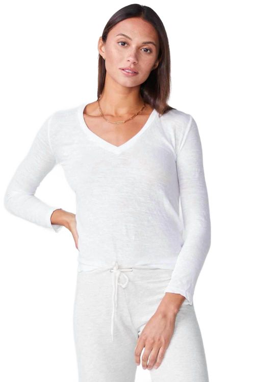 Textured Fitted Long Sleeve Tee In White