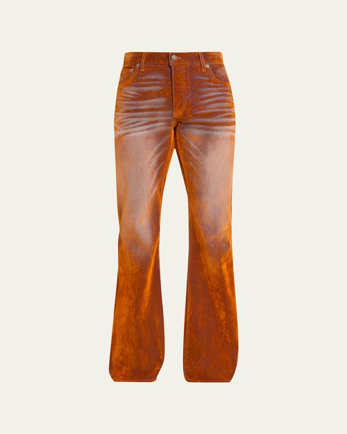 Men's Iridescent Velvet Stretch Flared Jeans