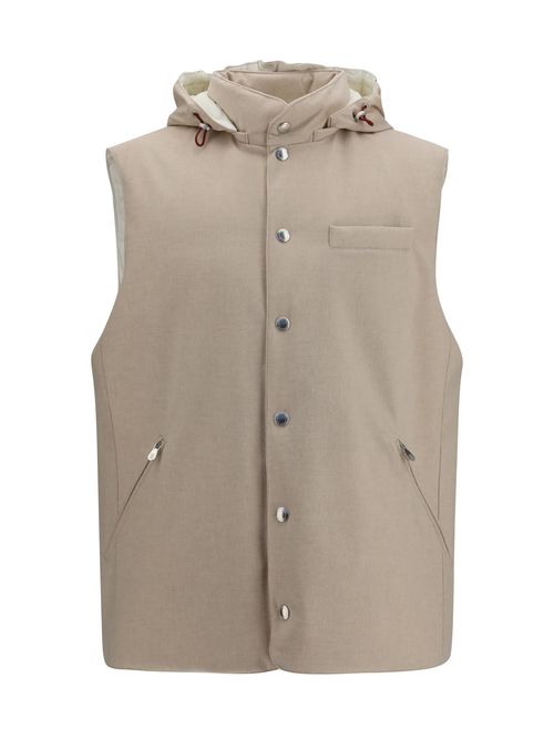 Wool Down Vest — Beige