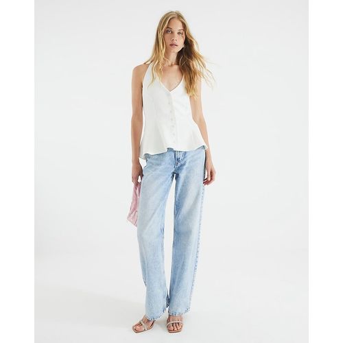 River Island Womens Waistcoat White Halter Neck Peplum - Mediu