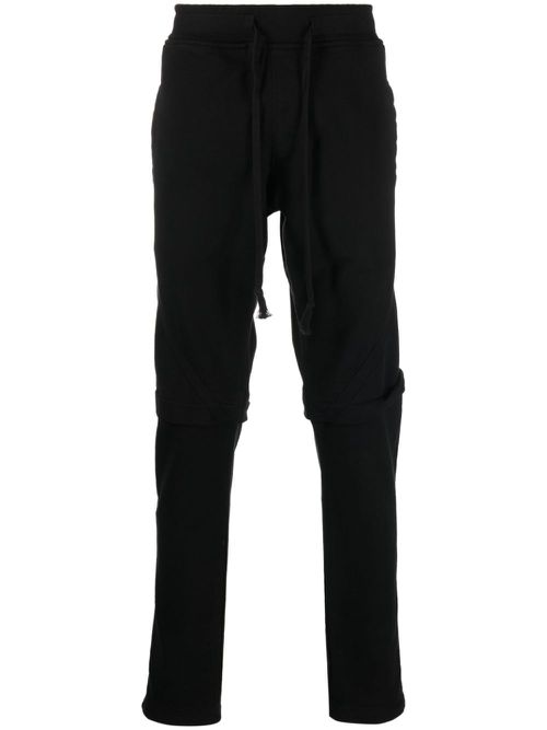 Fleece drawstring-waist cotton trousers - Black