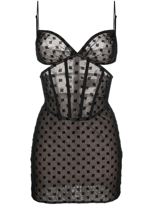 Monogram-pattern corset minidress - Black
