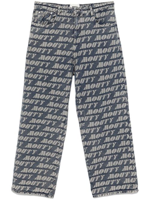 Logo-jacquard loose jeans - Blue