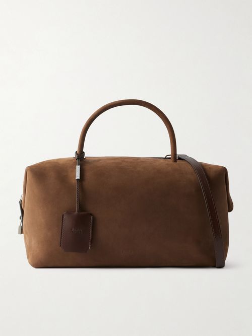 Leather-trimmed Suede Tote - Brown