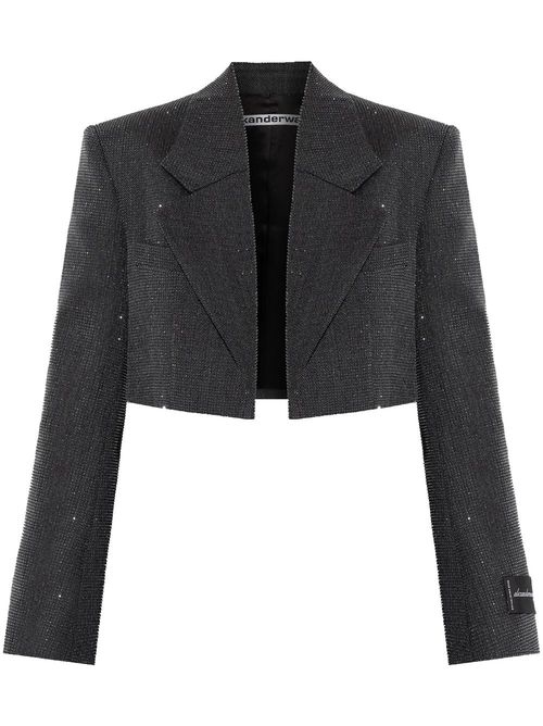 Cropped wool blazer - Grey