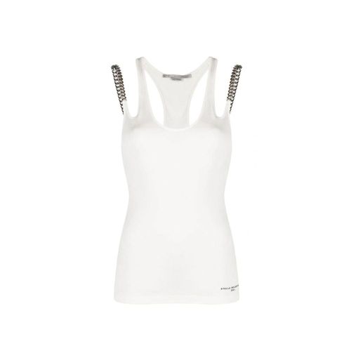 Chain-Strap Cotton Tank Top — White