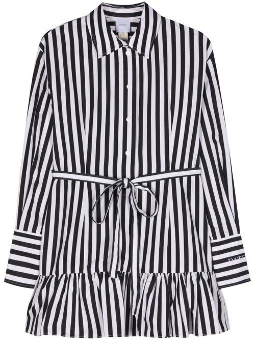 Striped mini shirt dress - Black
