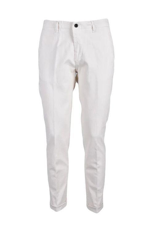 Cream Slim-Fit Trousers with Tailored Silhouette and Minimalist Design