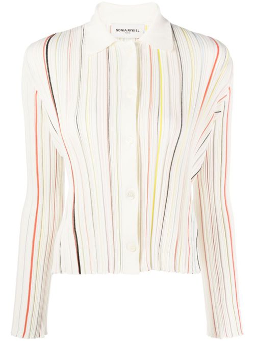 Striped cotton-blend cardigan - White
