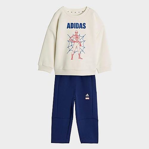 Infant and Toddler x Spider-Man Crewneck Sweatshirt and Jogger Pants Set in Off White/Dark Blue 