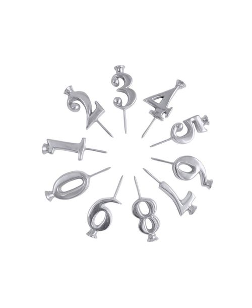 Aluminum 10-Pc. Number Candle Holder Set - Silver
