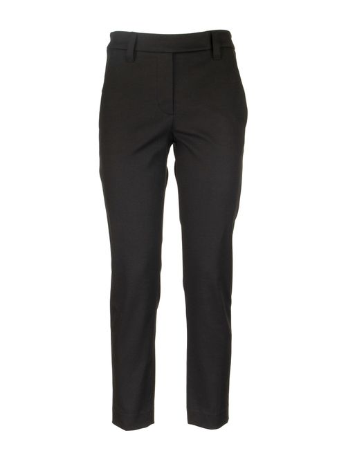 Slim Fit Cropped Plain Trousers