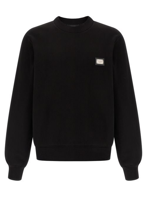 Brushed Cotton with Logo Patch Sweatshirt — Black