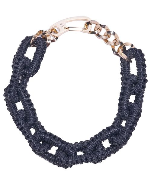 Raffia-Wrapped Chain Necklace