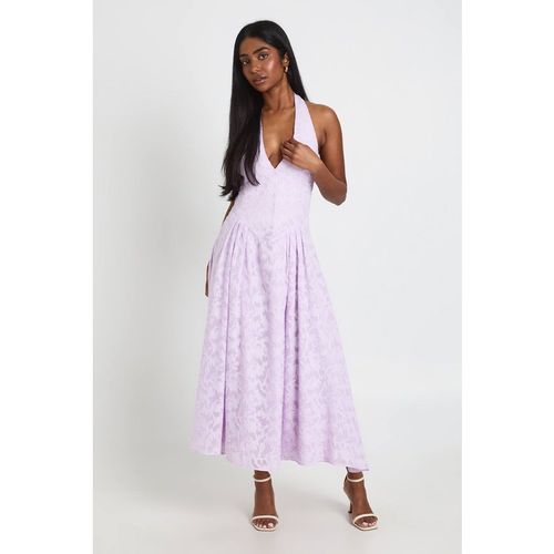 Boohoo Women's Burnout Halter Midaxi Dress in Lilac