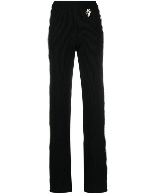 Embroidered-logo knit trousers - Black