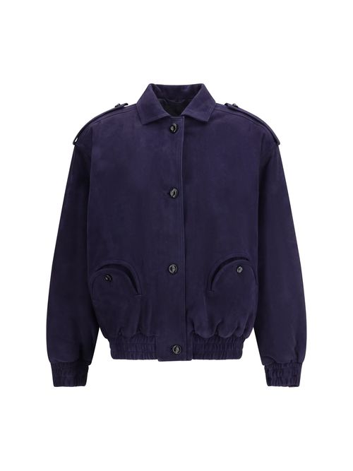 Suede Bomber Jacket — Navy