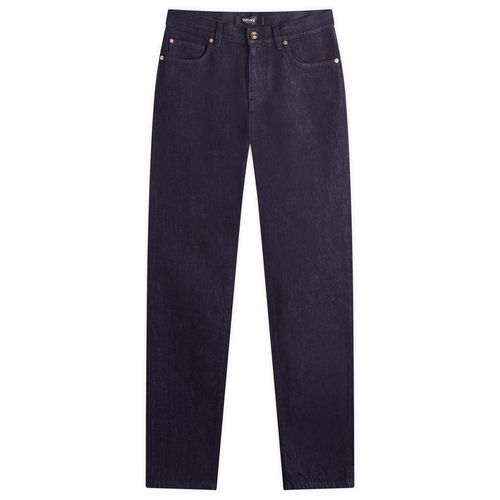 Men's Reactive Embroidered Denim Jeans in Dark Blue