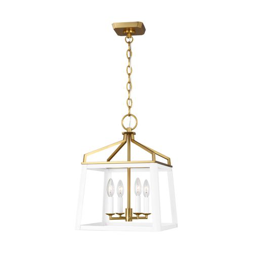 Carlow 4-Light Chandelier in Matte White And Burnished Brass by Chapman & Myer