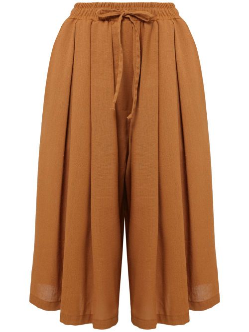 Wide-leg bermuda trousers - Brown