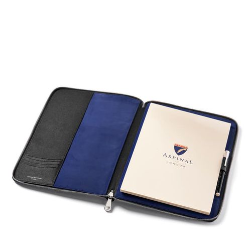 A4 Executive Zipped Padfolio in Black Saffiano