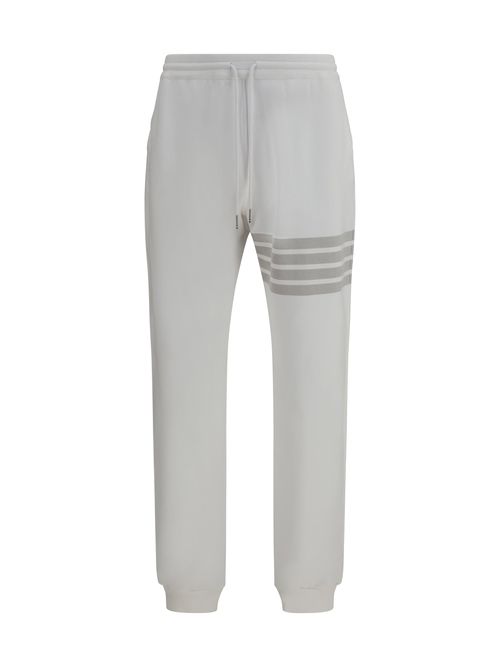 Striped Cotton Joggers — White