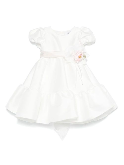 Floral-appliqué dress - White