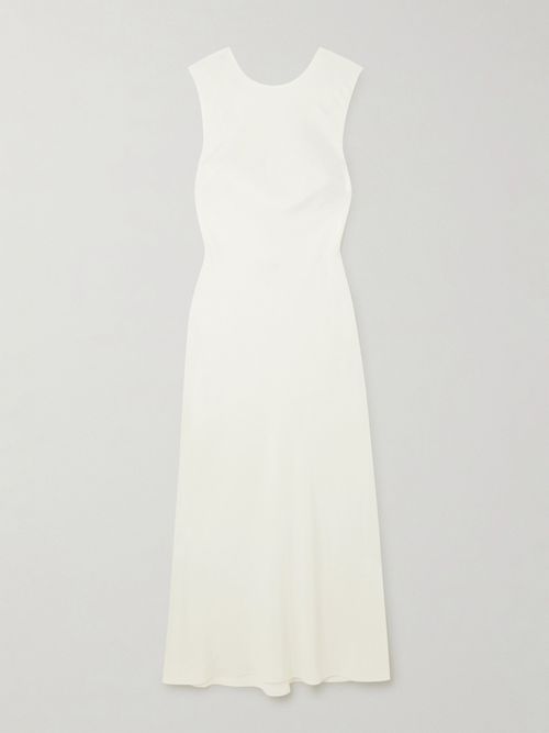 Open-back Tencel™ Lyocell And Lenzing™ Ecovero™-blend Twill Maxi Dress - White