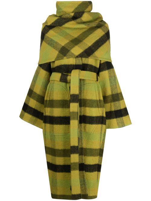 Cappotto check-print coat - Green