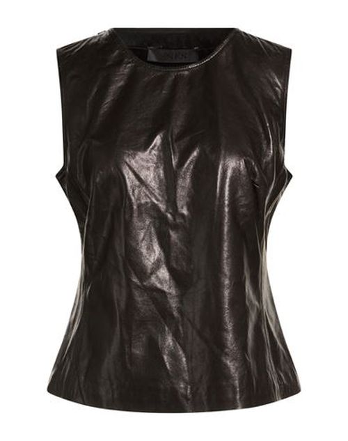 Woman Top Black Size 4 Leather
