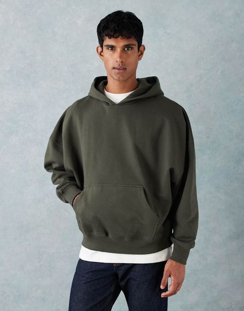 Premium heavyweight extreme oversized hoodie in 400gsm khaki-Green