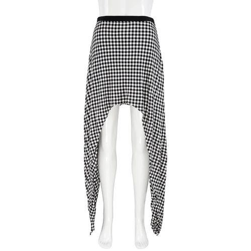 Ladies Black Gingham Check Back Tie Skirt