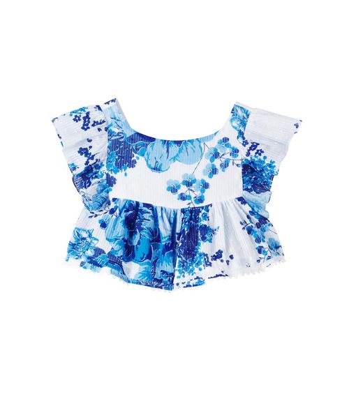 Cycas ruffled floral cotton top