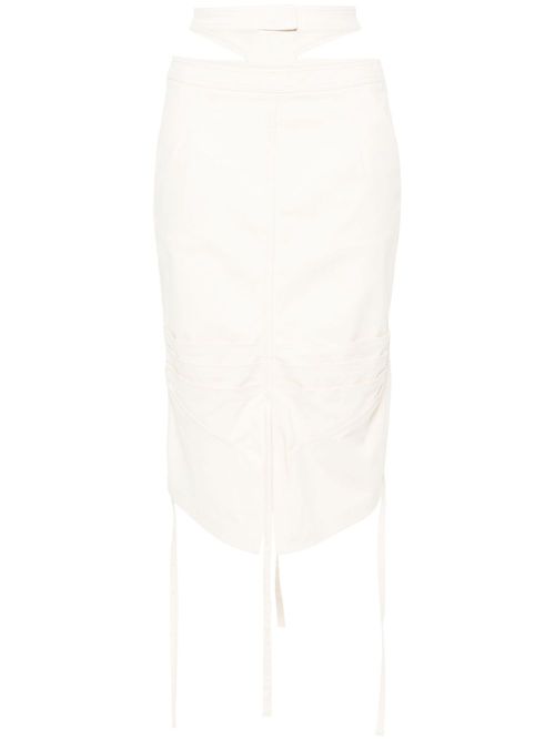 Double-belt stretch-cotton midi skirt - Neutrals