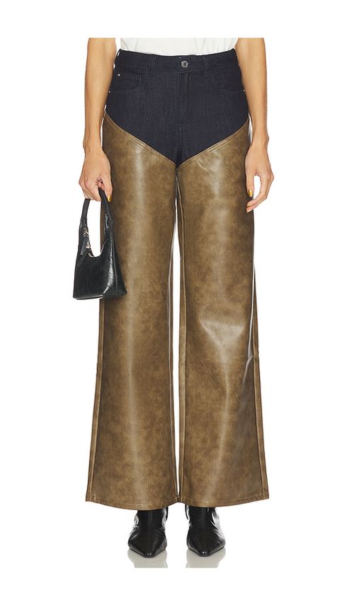 WeWoreWhat High Rise Straight Leg Two Toned in Raw Wash & Dark Brown. 32 also , 24, 25, 26, 27, 28, 29