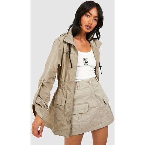 Boohoo Womens Hooded Mac - Beige