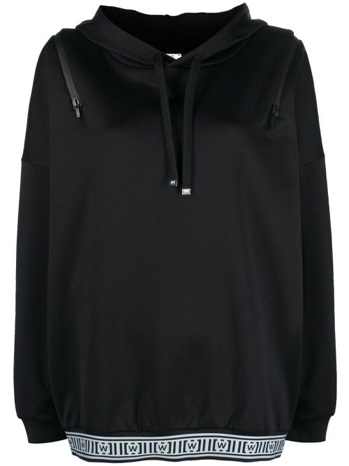 Logo-print drawstring hoodie - Black