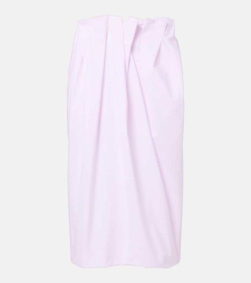 Pleated cotton pencil skirt