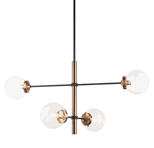 Aged Gold Brass Four Light Pendant from the Enchant Collection