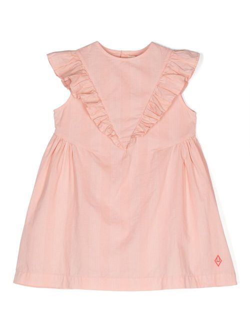 Ruffle-trim striped cotton dress - Pink