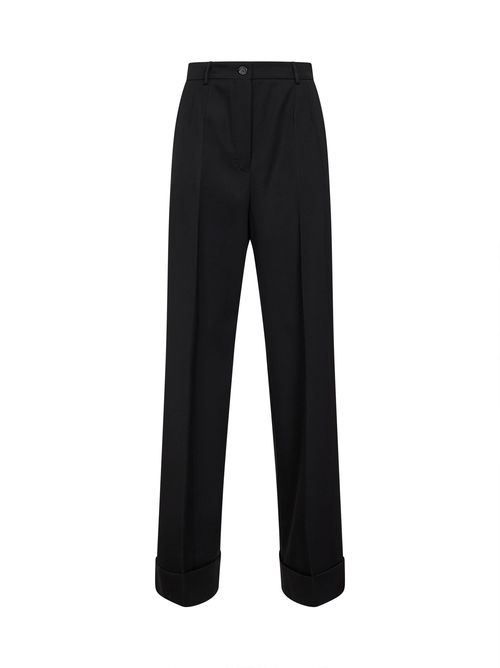 Virgin Wool Gabardine Trousers — Black