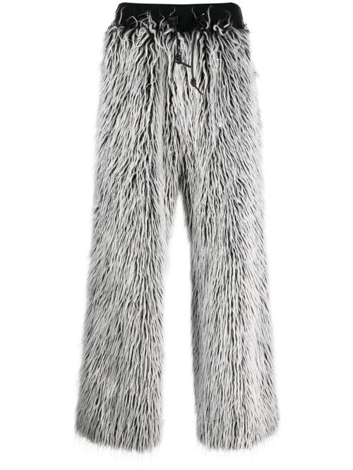 Faux-fur tailored-cut trousers - Black