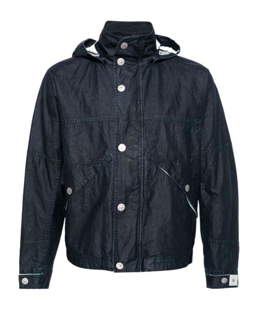 Raw Plated linen hooded jacket