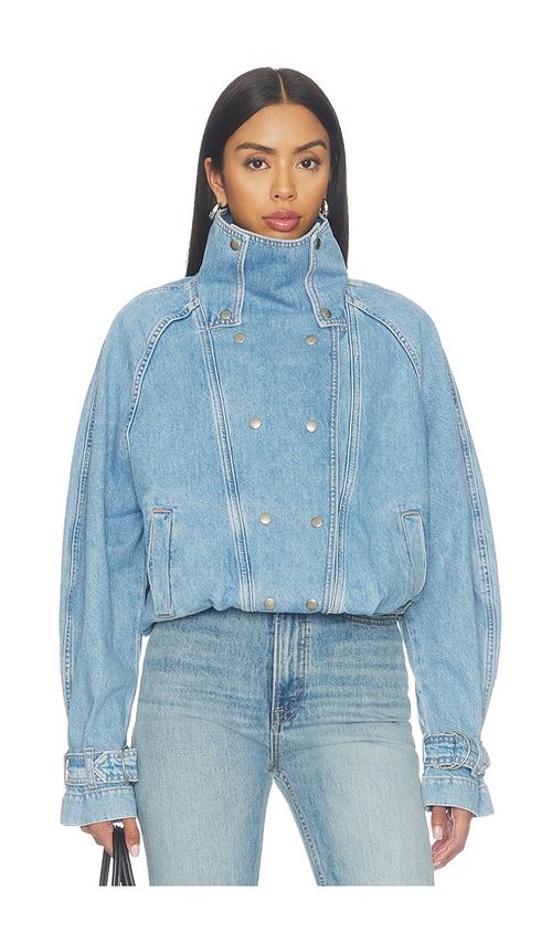 Bardot Funnel Neck Jacket in Mid Blue. XS also in