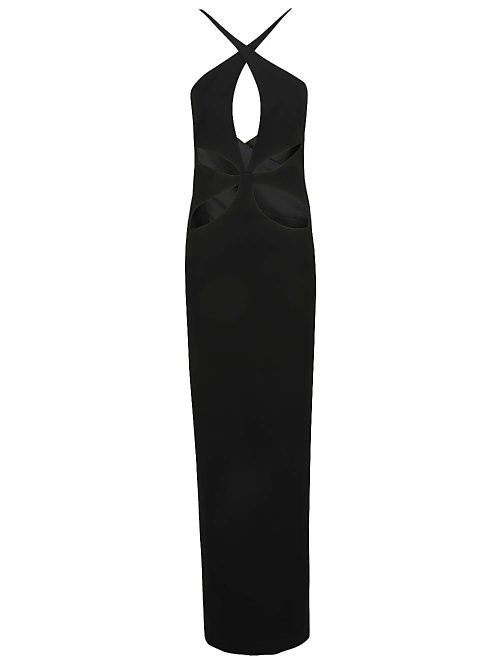 Cut-Out Silk Crepe Dress — Black