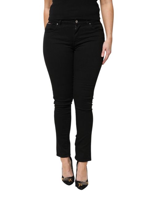 Mid-Waist Skinny Jeans — Black