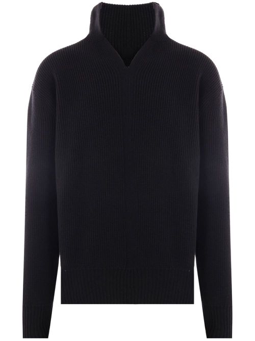 High-neck wool jumper - Black