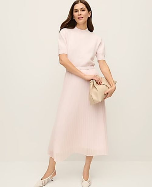 Ann Taylor Chiffon Pleated Midi Skirt
