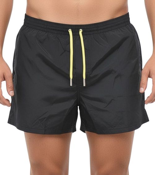 Black Solid Swim Shorts